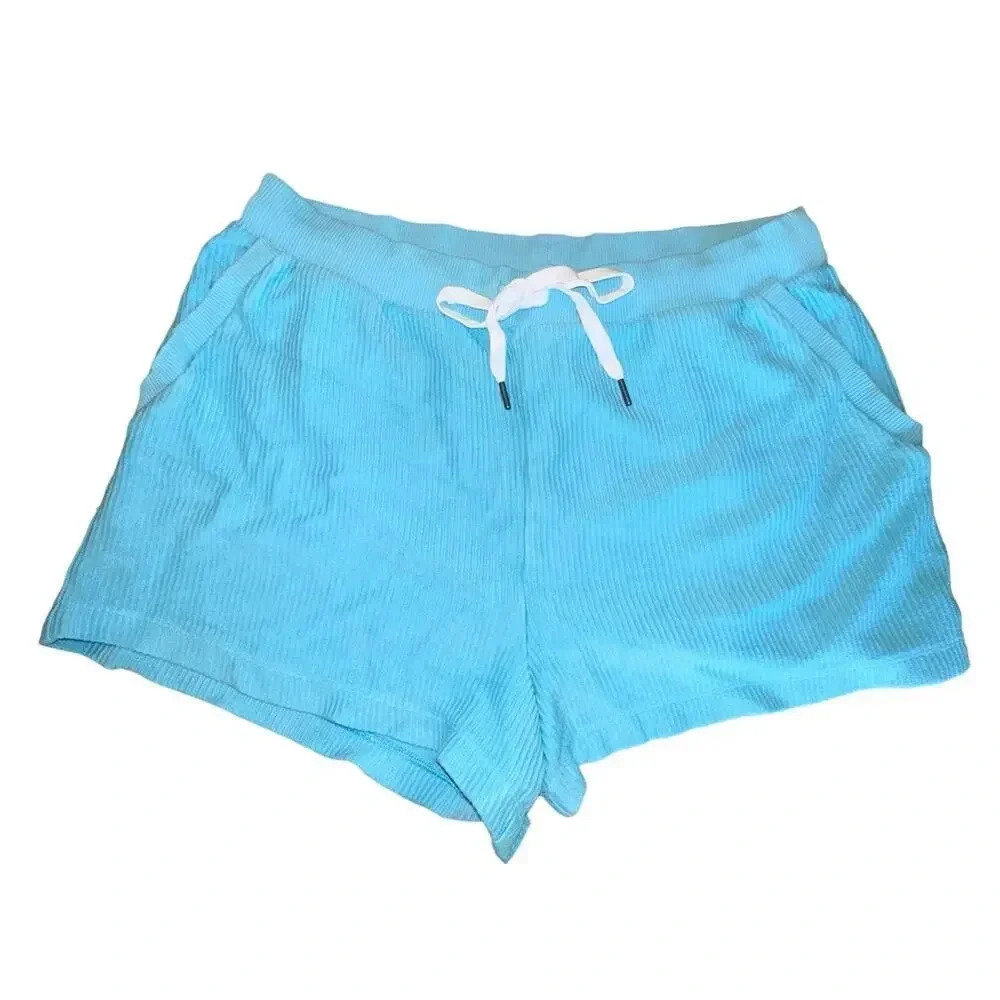 Aerie XL‎ teal ribbed lounge drawstring shorts with pockets